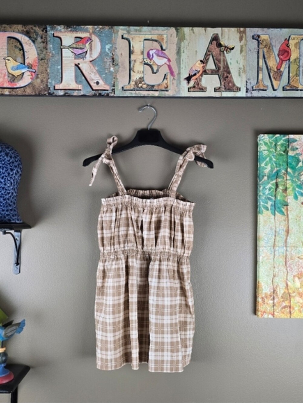 Anthropologie Faithfull The Brand Plaid Tie Strap Cami Tank Large